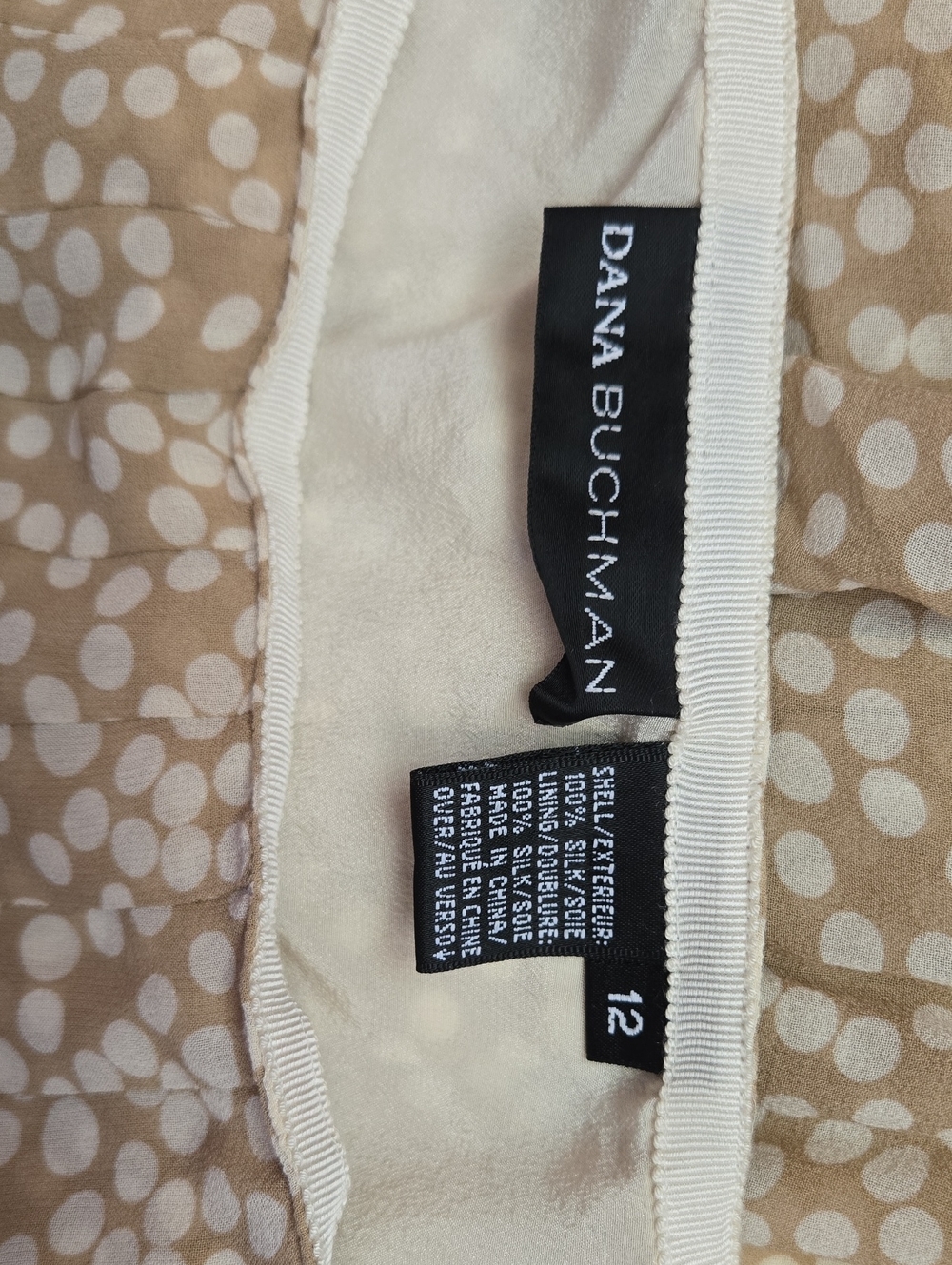Dana Buchman 100% Silk Pleated Skirt – Size 12 – Polka Dot